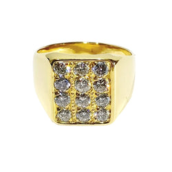 Bague Chevalière en or jaune et diamants - Castafiore