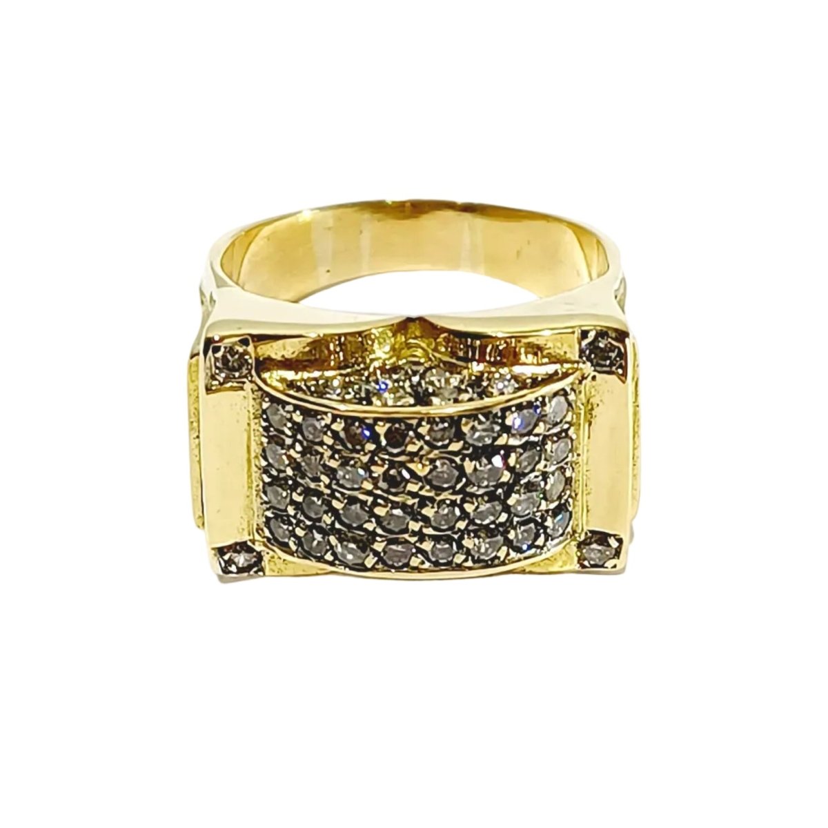 Bague Chevalière en or jaune et diamants - Castafiore