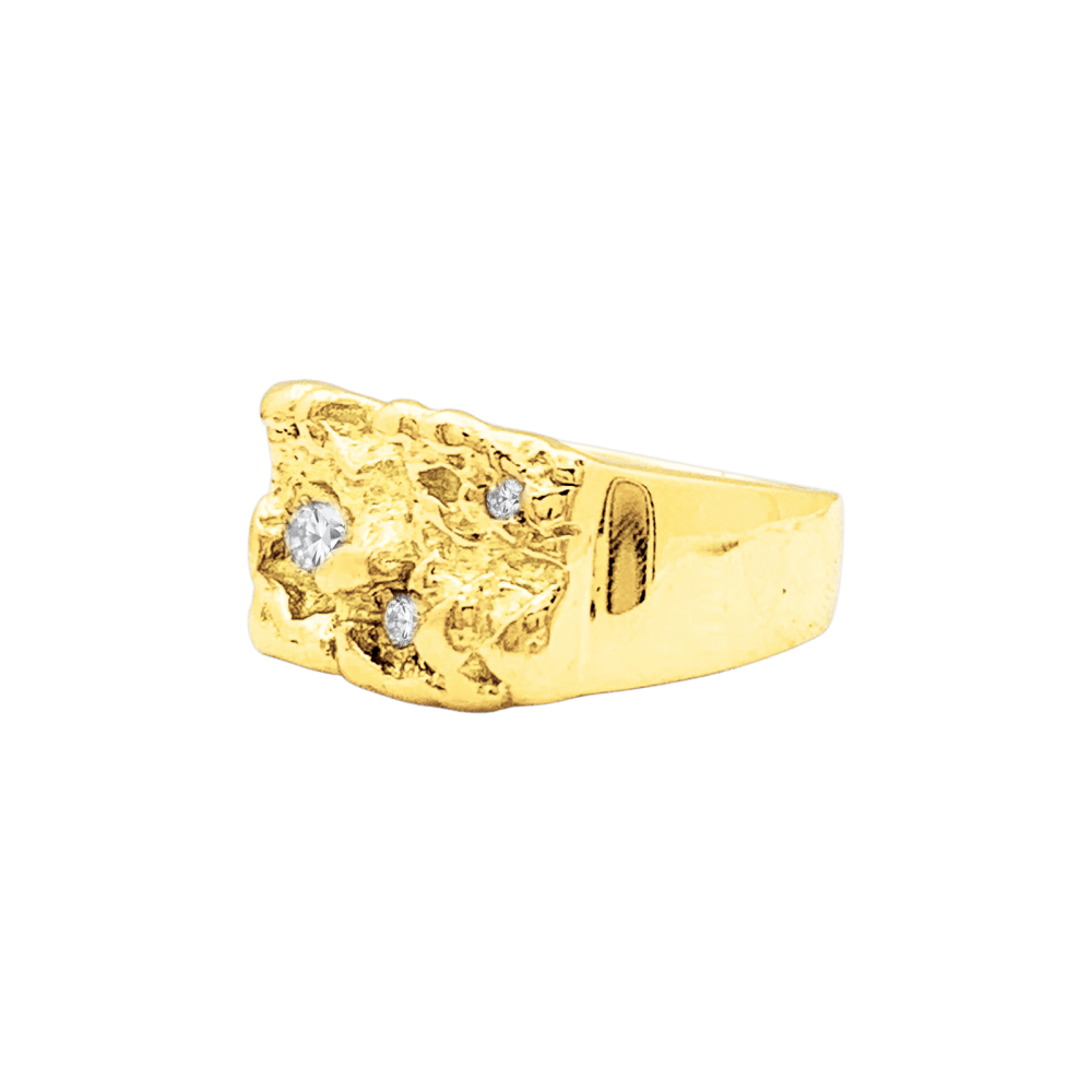 Ring signet ring, yellow gold, diamonds.