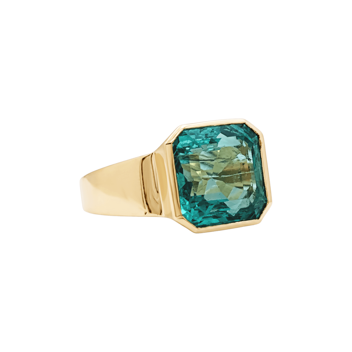 Bague chevalière en or jaune et émeraude - Castafiore
