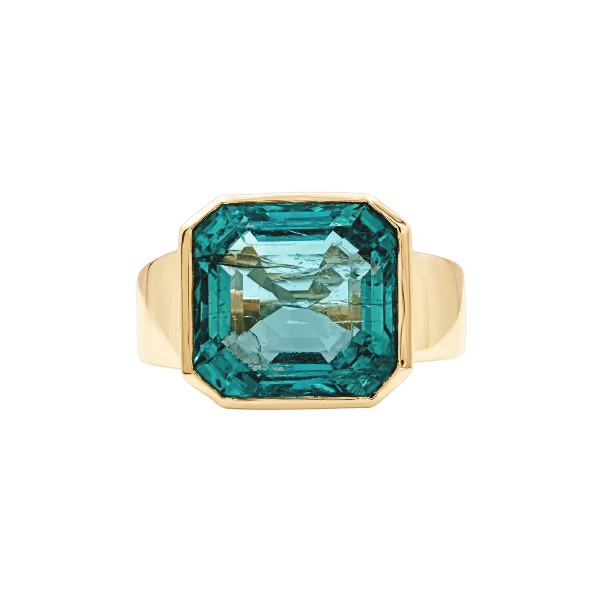 Bague chevalière en or jaune et émeraude - Castafiore