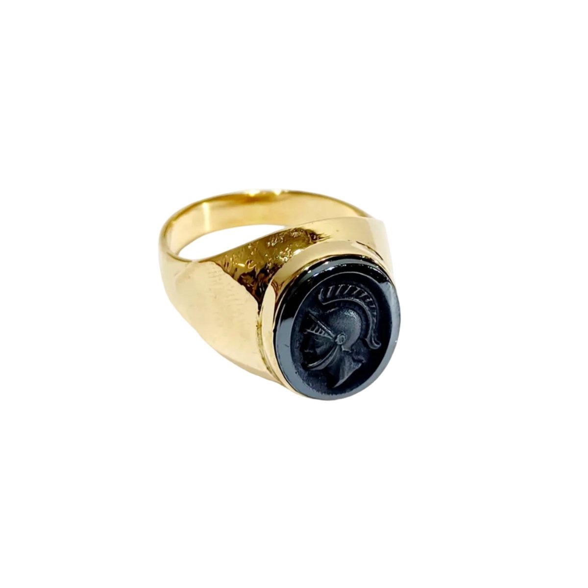 Bague Chevalière en or jaune et hématite - Castafiore
