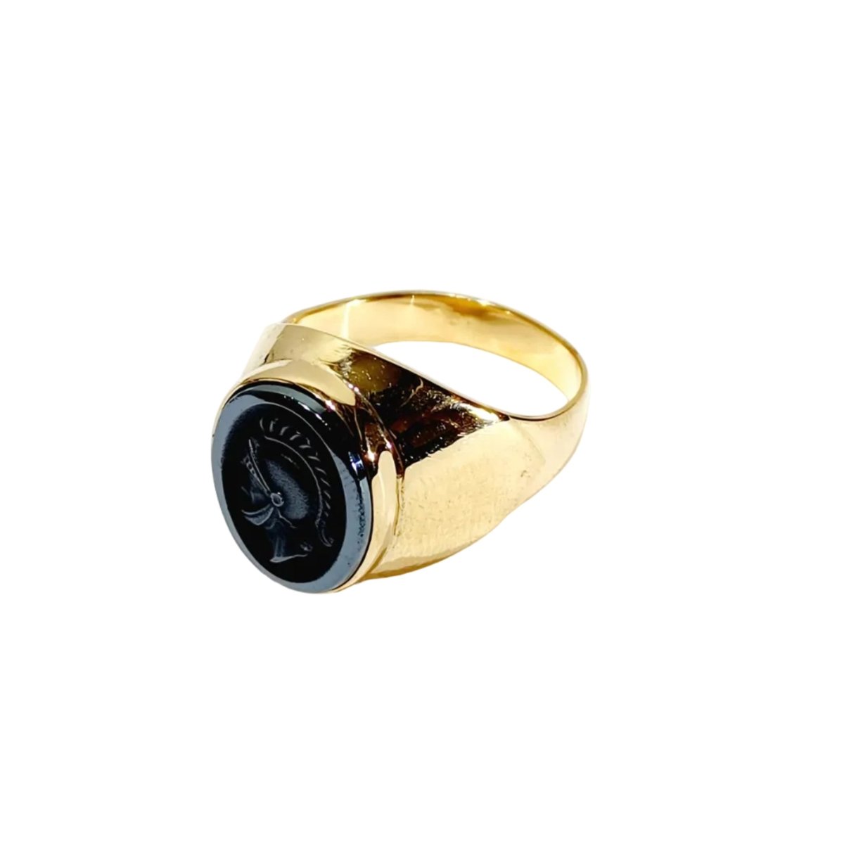 Bague Chevalière en or jaune et hématite - Castafiore
