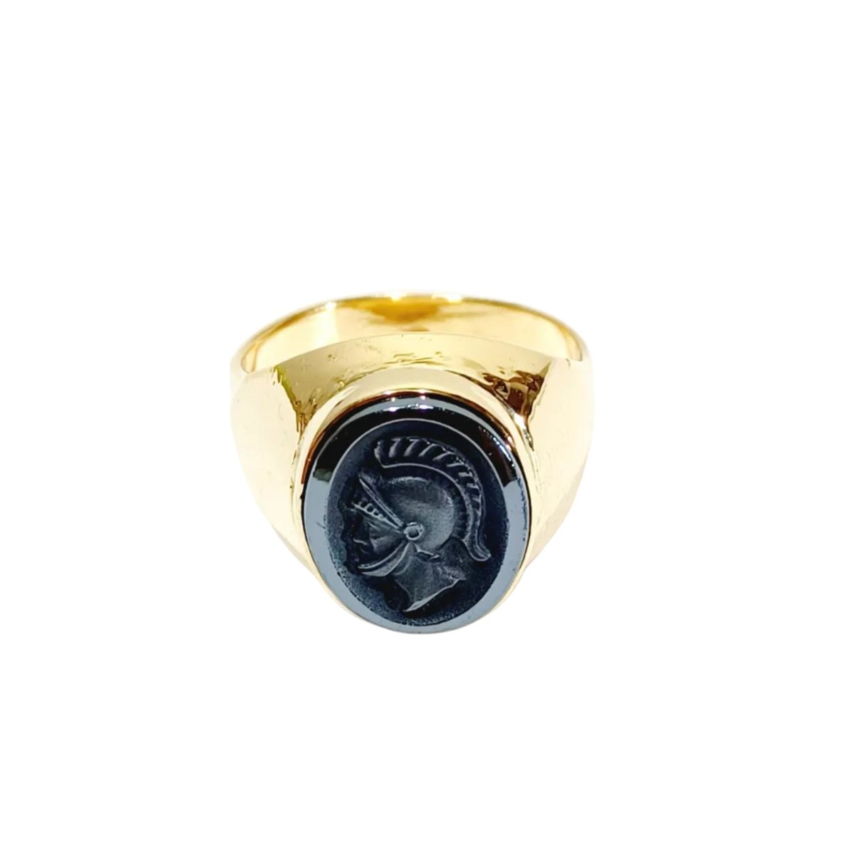 Bague Chevalière en or jaune et hématite - Castafiore