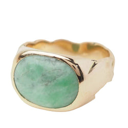 Bague Chevalière en or jaune et jade - Castafiore