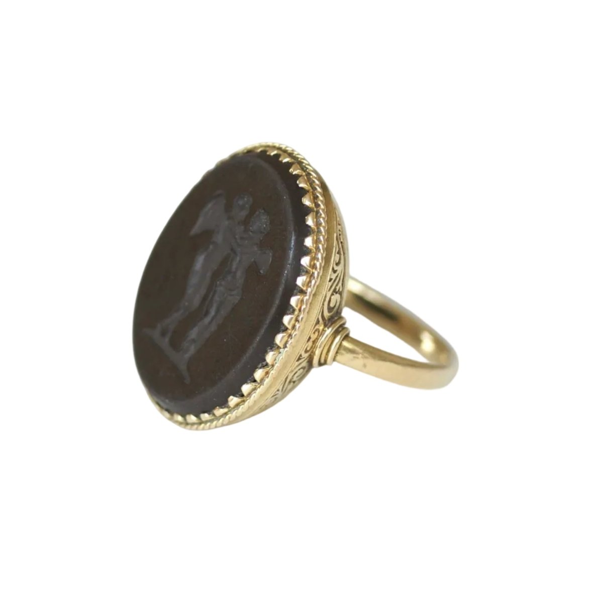 Bague Chevalière en or jaune et jaspe - Castafiore