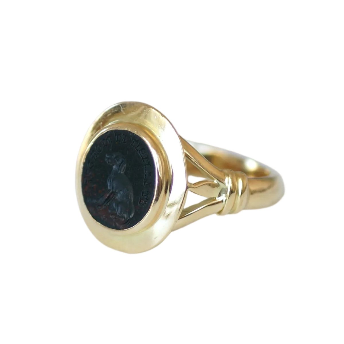 Bague Chevalière en or jaune et jaspe - Castafiore