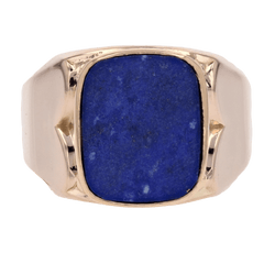 Bague Chevalière en or jaune et lapis - lazuli - Castafiore