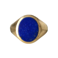Bague Chevalière en or jaune et lapis-lazuli - Castafiore