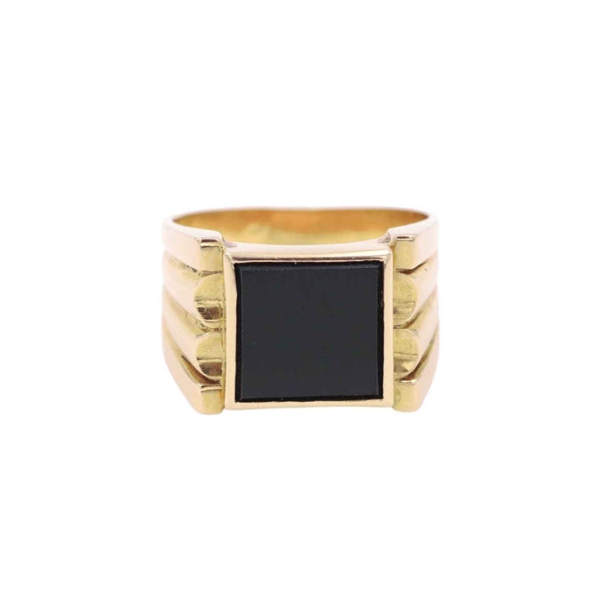 Bague Chevalière en or jaune et onyx - Castafiore