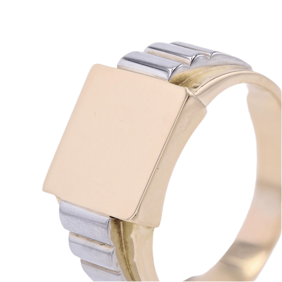 Bague Chevalière en or jaune et platine - Castafiore