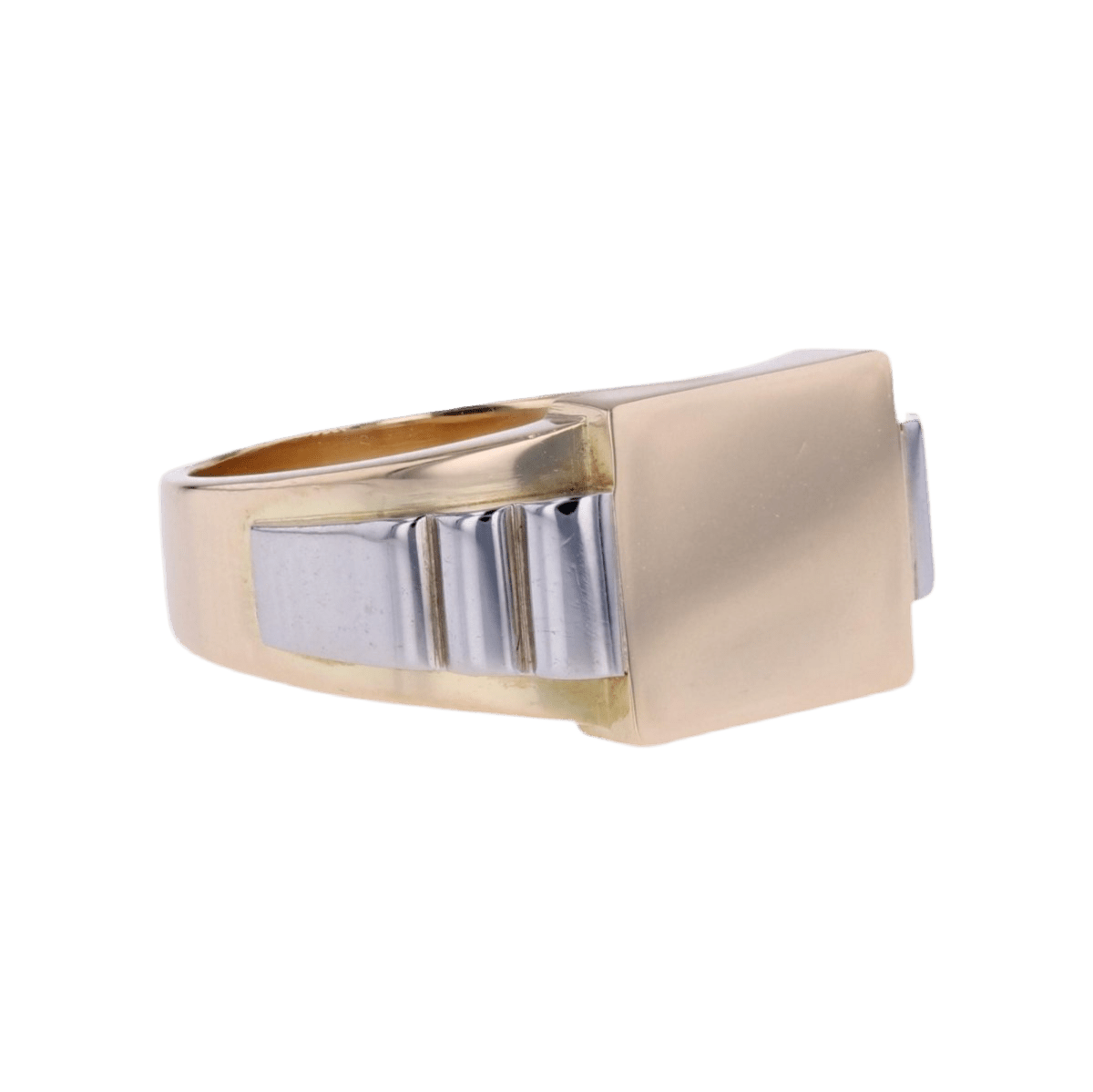 Bague Chevalière en or jaune et platine - Castafiore