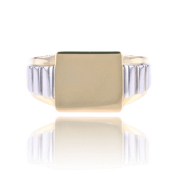 Bague Chevalière en or jaune et platine - Castafiore