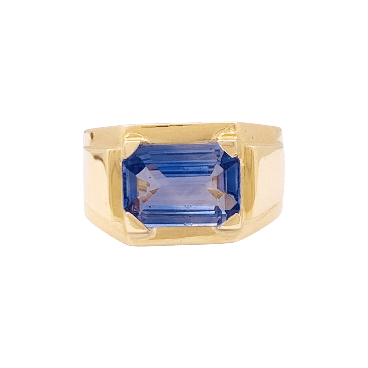 Bague Chevalière en or jaune et saphir - Castafiore