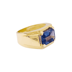 Bague Chevalière en or jaune et saphir - Castafiore