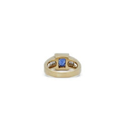Bague chevalière en or jaune et saphir - Castafiore
