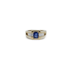 Bague chevalière en or jaune et saphir - Castafiore