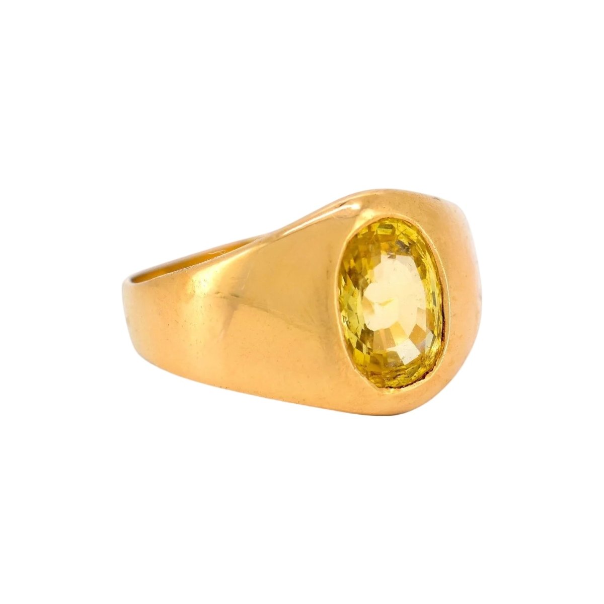 Bague Chevalière en or jaune et saphir - Castafiore