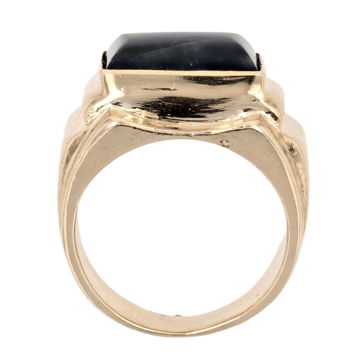 Bague Chevalière en or jaune et spectrolite - Castafiore