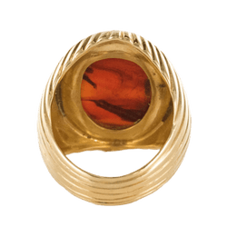 Bague Chevalière en or jaune, intaille et agate - Castafiore