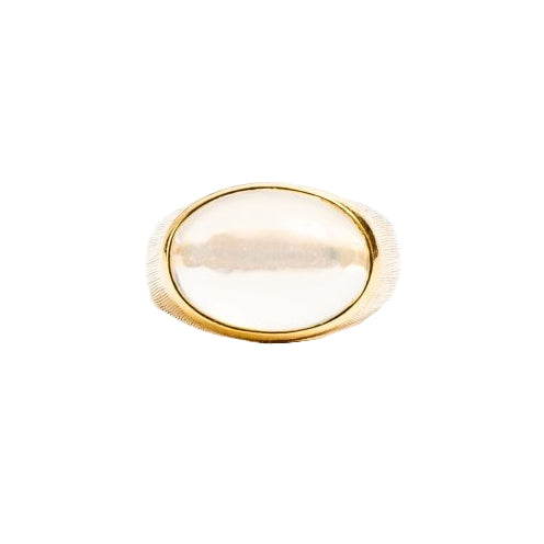 Bague Chevalière en or jaune, pierre de lune - Castafiore