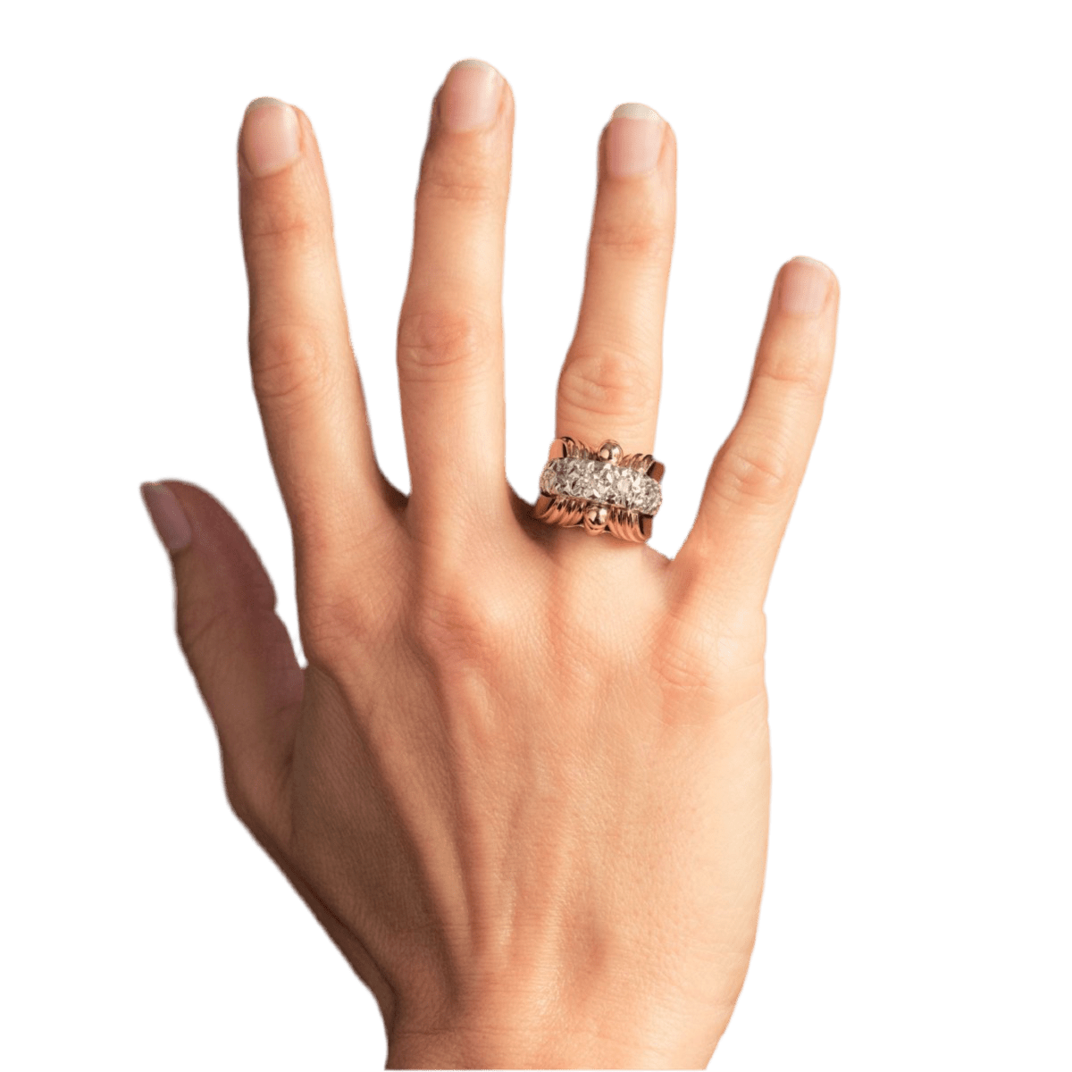 Bague Chevalière en or jaune, platine, perles et diamants - Castafiore