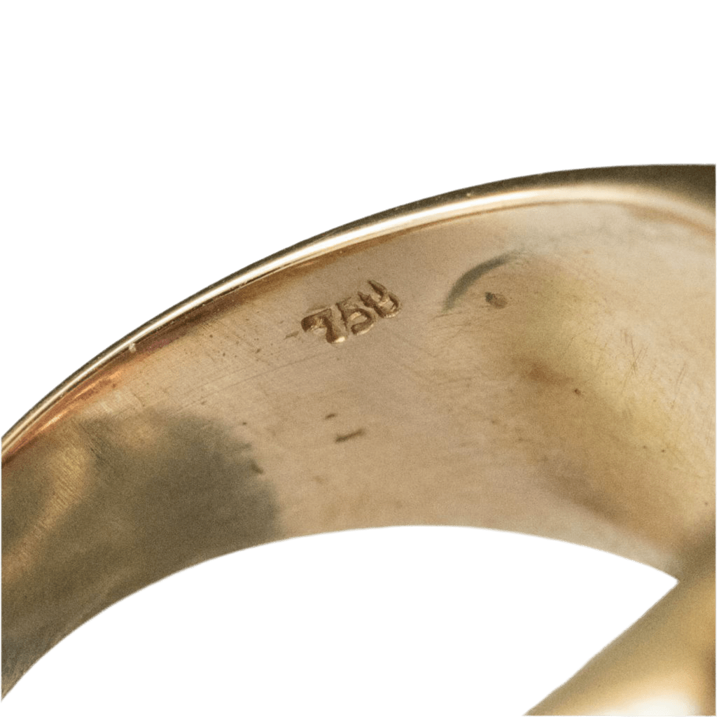 Bague Chevalière en or jaune, rubis et diamants - Castafiore