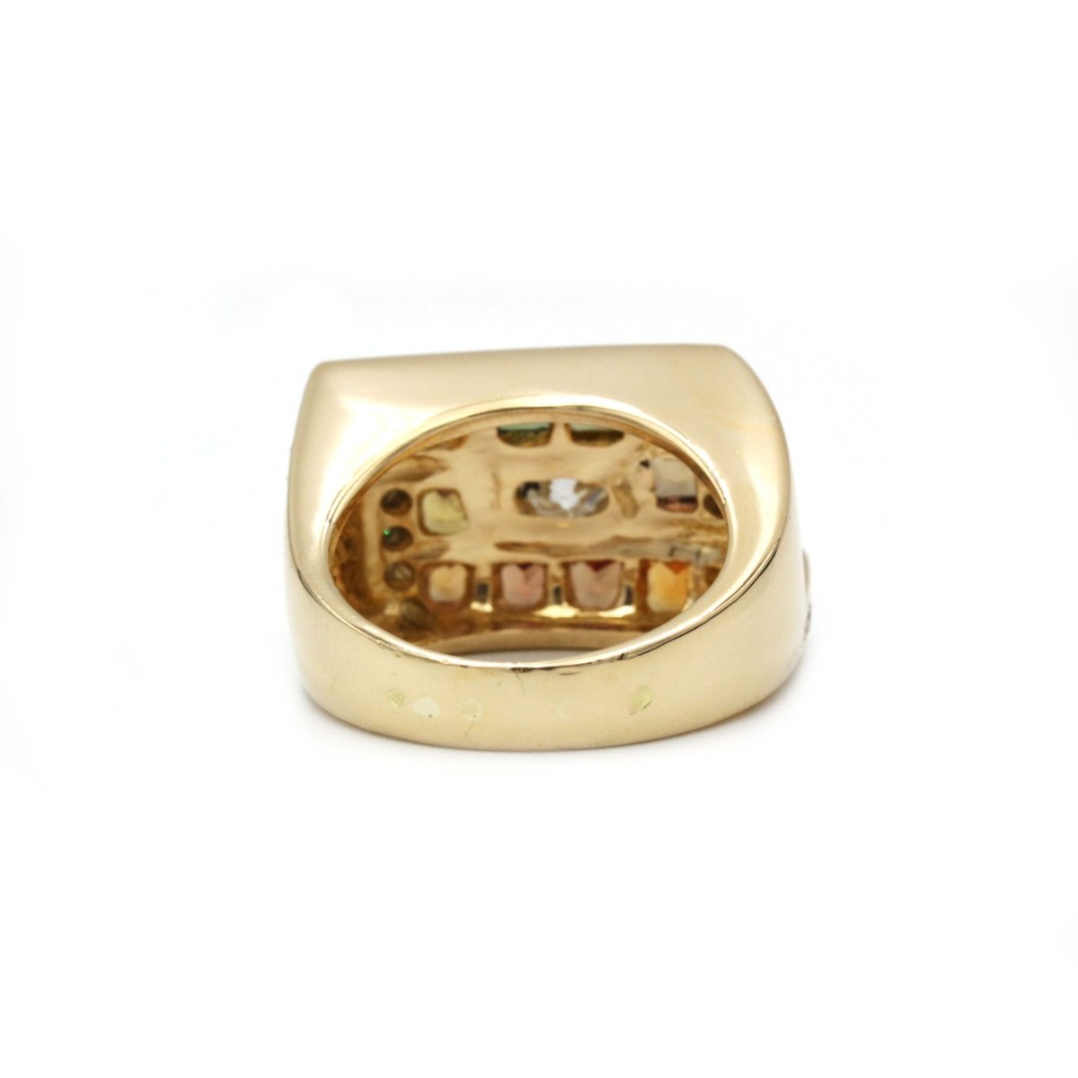 Bague Chevalière en or jaune, saphirs et diamants - Castafiore