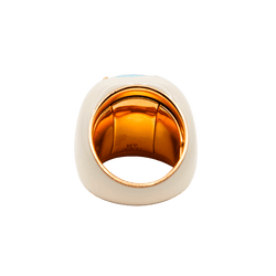 Bague Chevalière en or jaune, turquoise et diamants - Castafiore