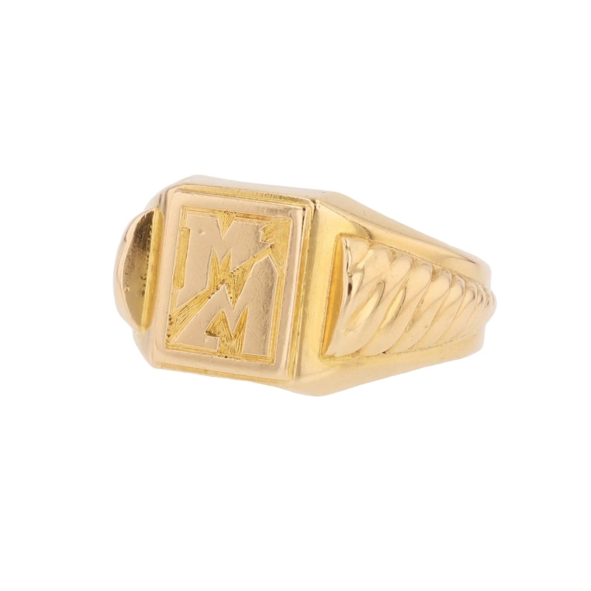 Initial signet ring rose gold