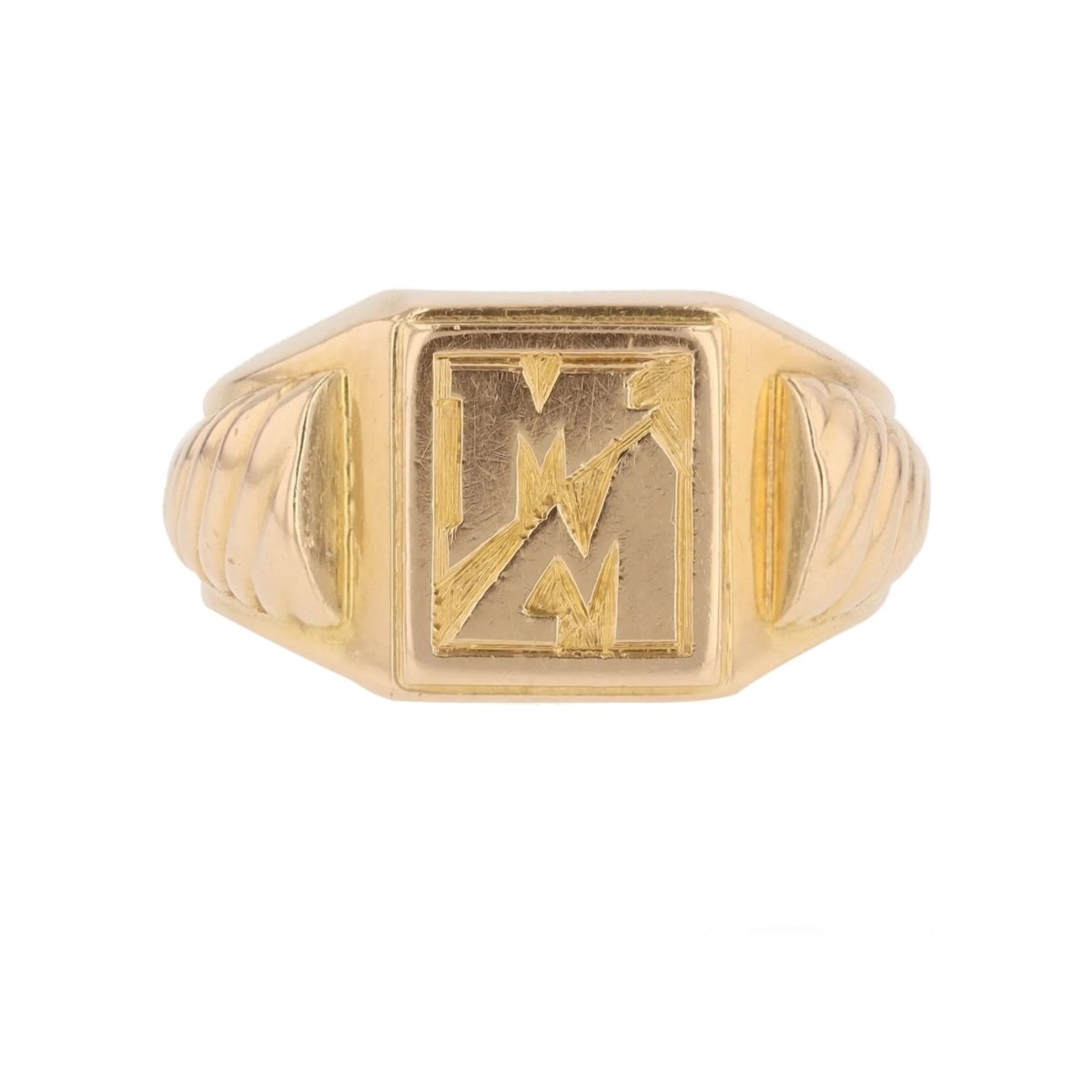 Initial signet ring rose gold
