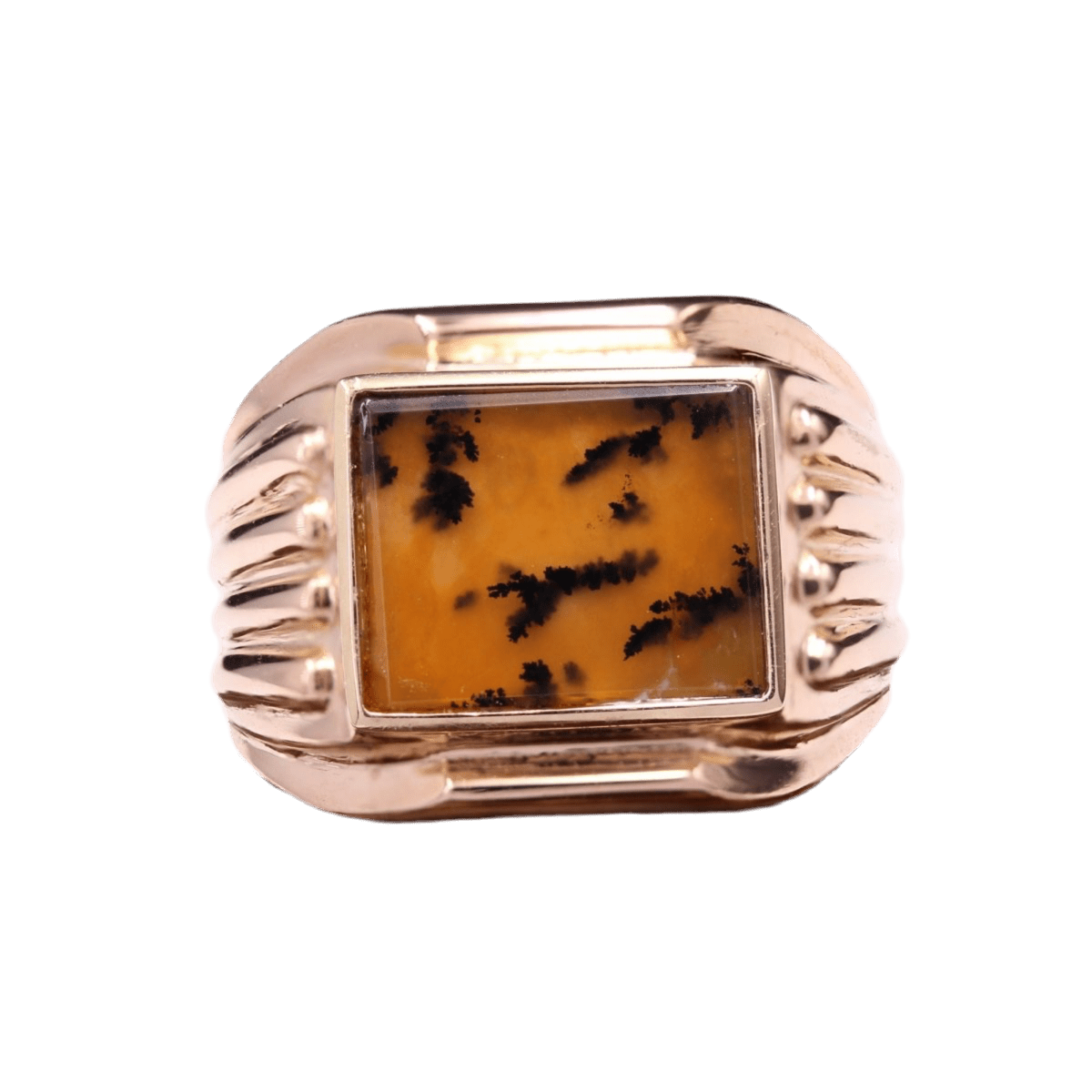 Bague Chevalière en or rose et agate - Castafiore