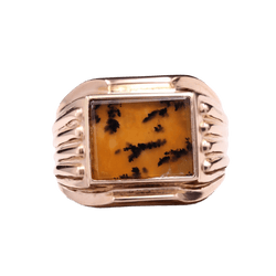 Bague Chevalière en or rose et agate - Castafiore