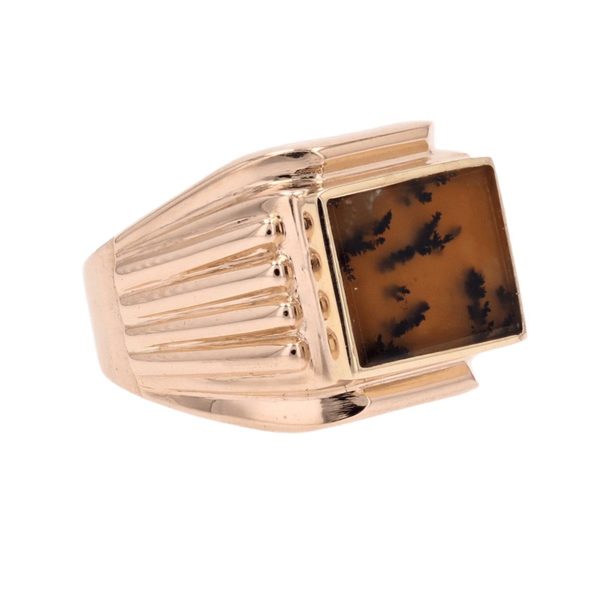 Bague Chevalière en or rose et agate - Castafiore