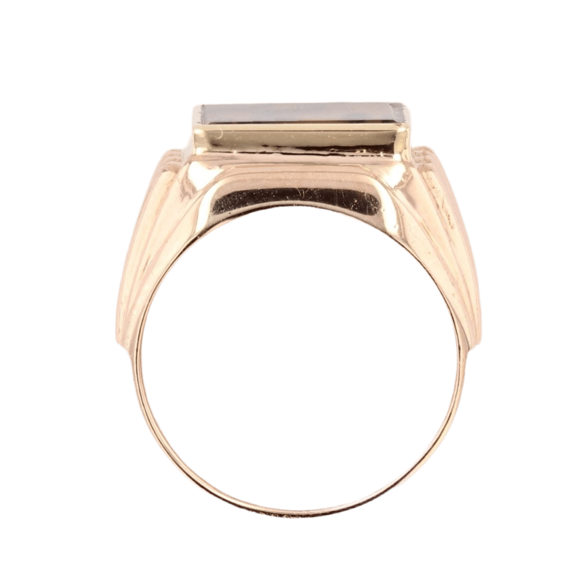 Bague Chevalière en or rose et agate - Castafiore