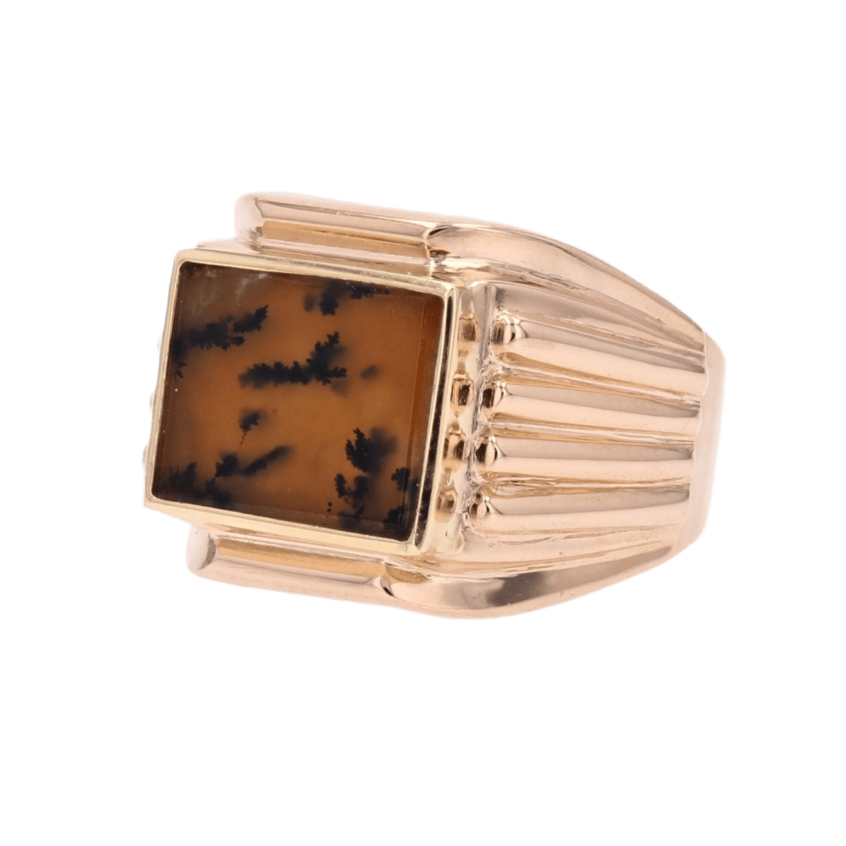 Bague Chevalière en or rose et agate - Castafiore