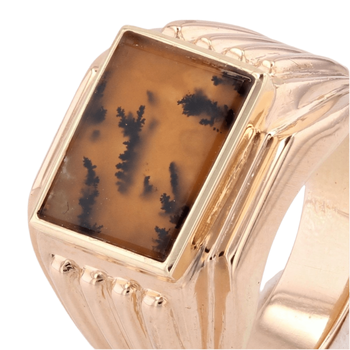 Bague Chevalière en or rose et agate - Castafiore