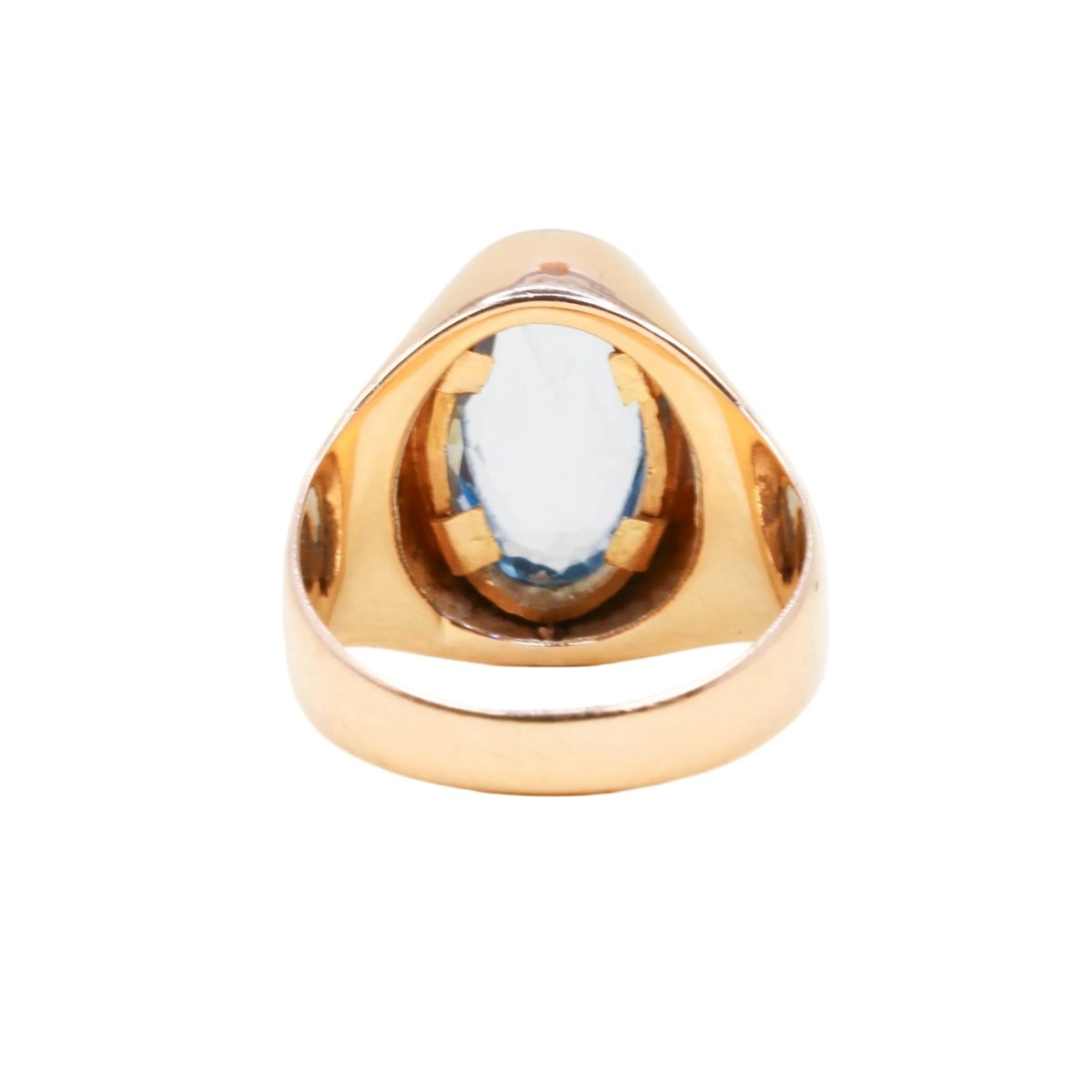 Bague Chevalière en or rose et aigue-marine - Castafiore