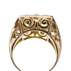 Bague Chevalière en or rose, platine et diamants - Castafiore