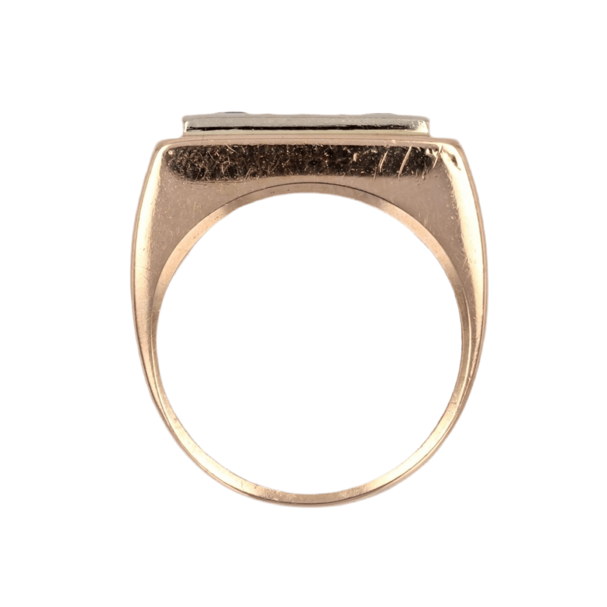 Bague Chevalière en or rose, saphirs et diamant - Castafiore