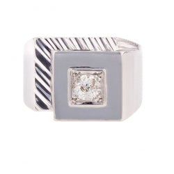 Bague Chevalière en platine et diamant - Castafiore