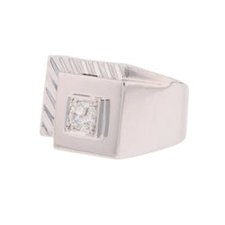 Bague Chevalière en platine et diamant - Castafiore