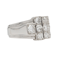 Bague Chevalière en platine et diamants - Castafiore