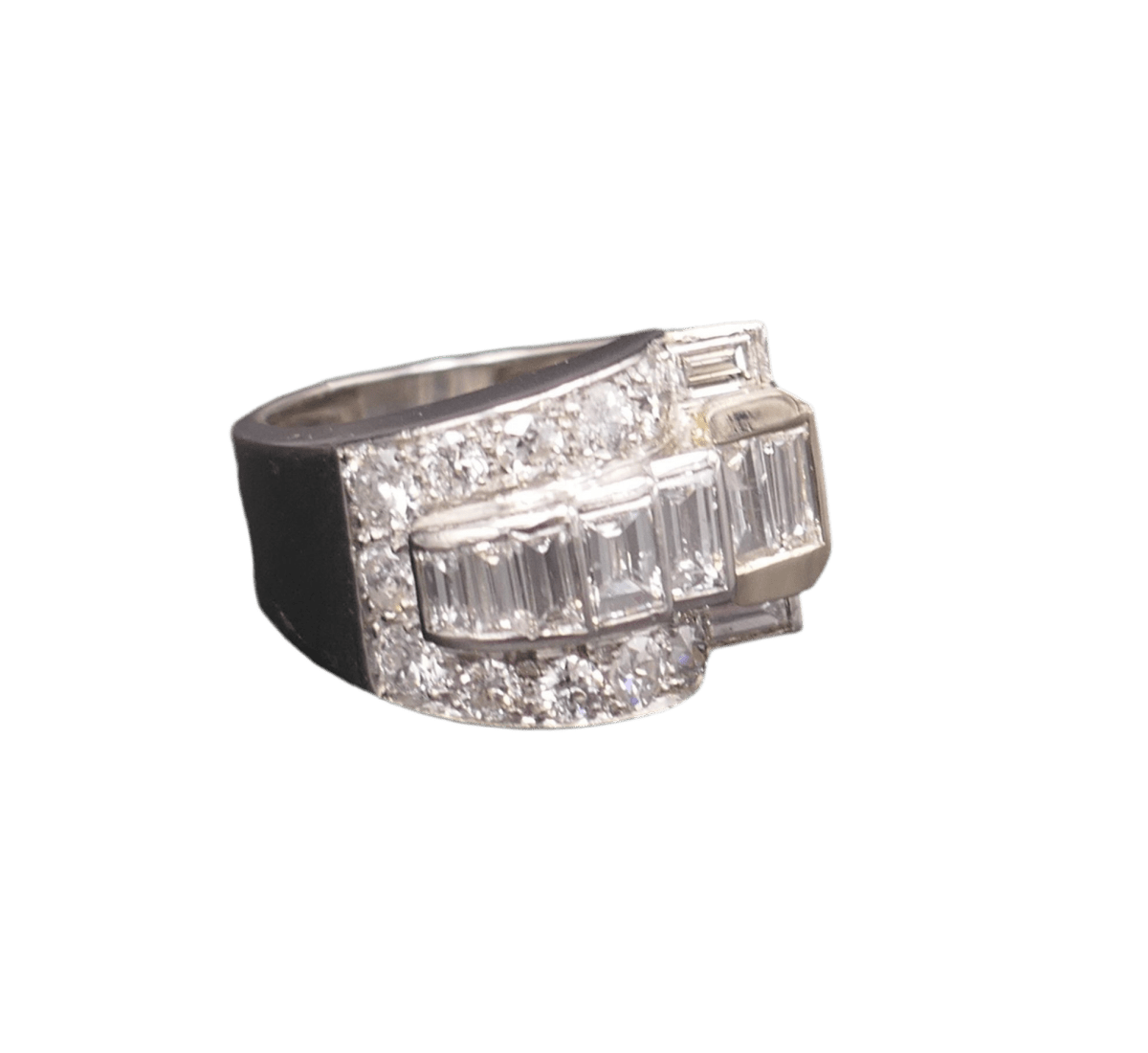 Bague Chevalière en platine et diamants - Castafiore