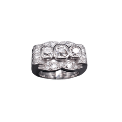 Bague Chevalière en platine et diamants - Castafiore