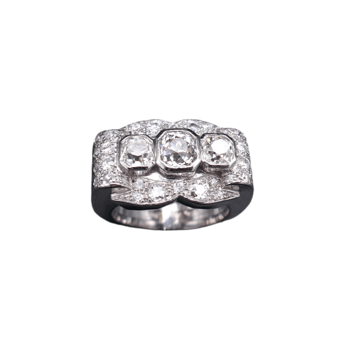 Bague Chevalière en platine et diamants - Castafiore
