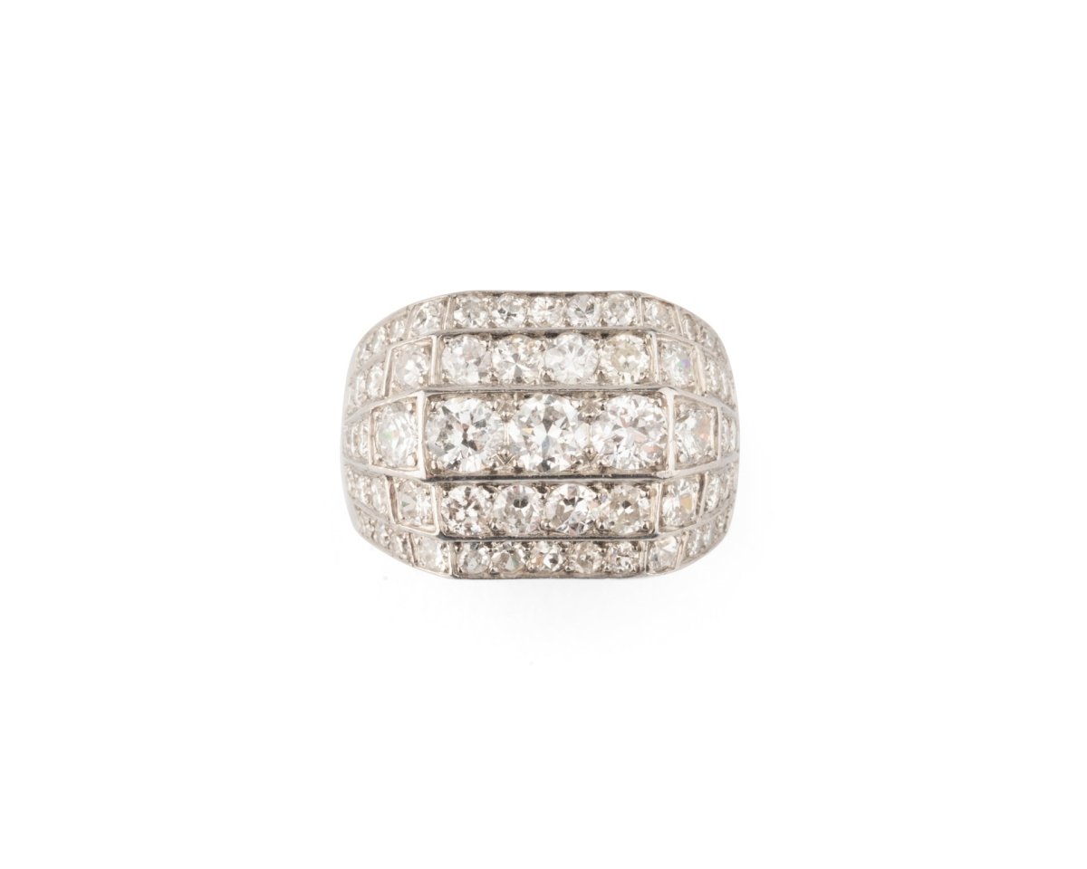 Bague Chevalière en platine et diamants - Castafiore
