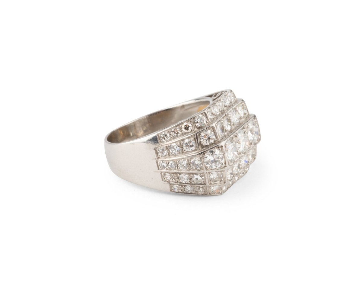 Bague Chevalière en platine et diamants - Castafiore