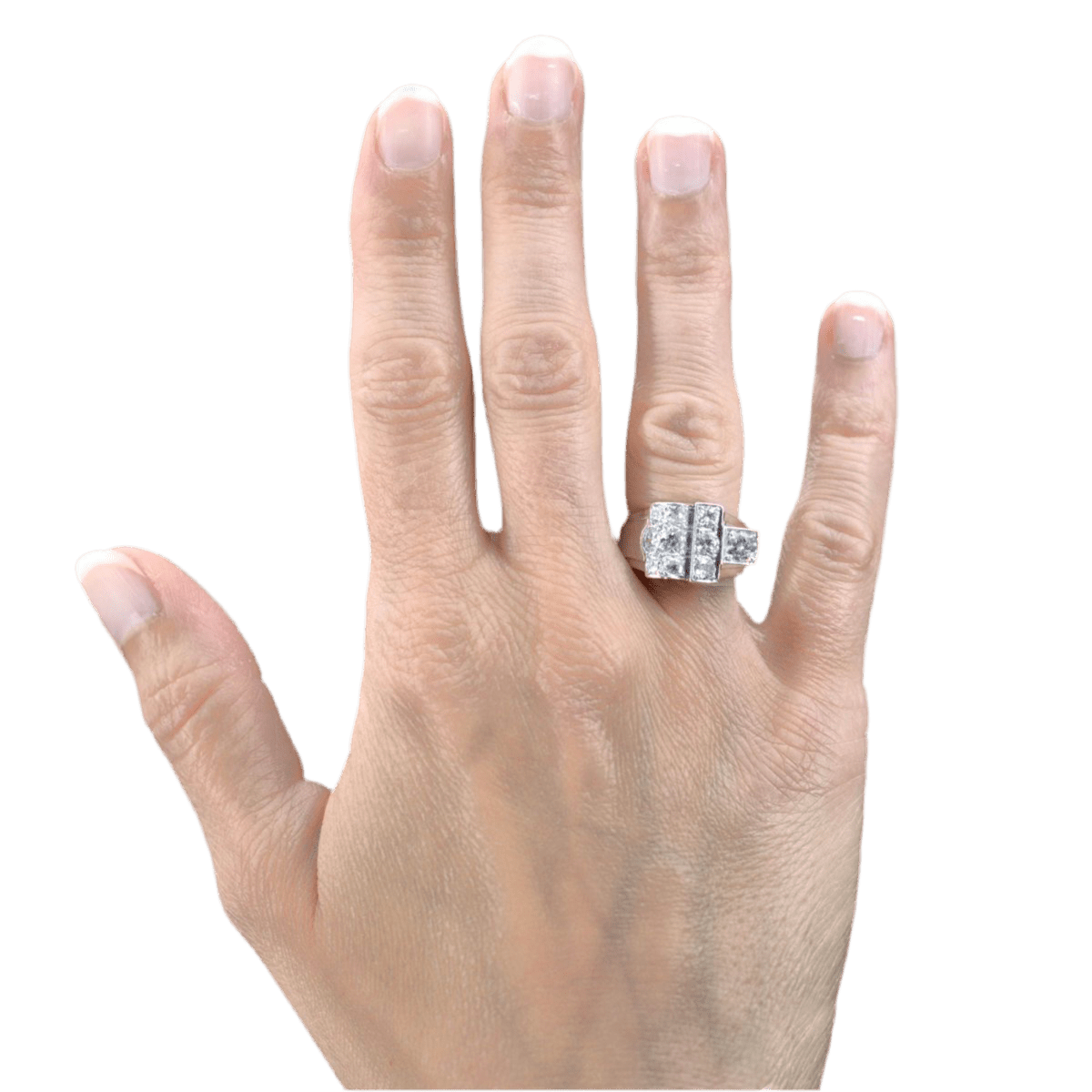 Bague Chevalière en platine et diamants - Castafiore