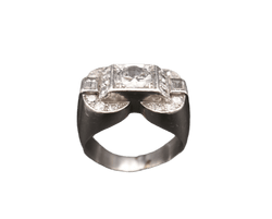 Bague Chevalière en platine et diamants - Castafiore